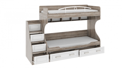 Двухъярусная кровать с лестницей с ящиками «Прованс»